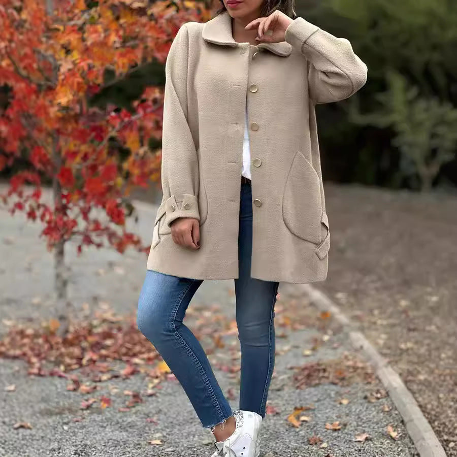 Classic Oversized Coat with Button Closure