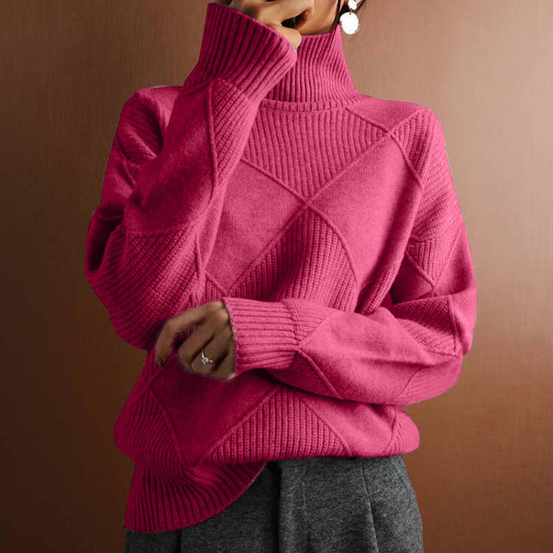 Warm Knit Sweater with High Collar