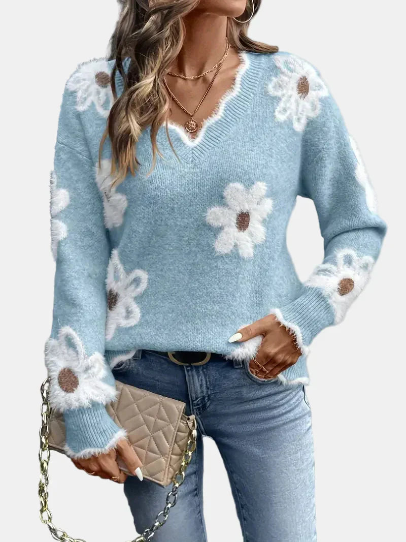 Timeless V-Neck Floral Sweater