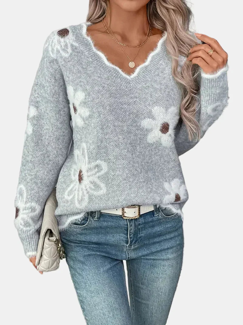 Timeless V-Neck Floral Sweater