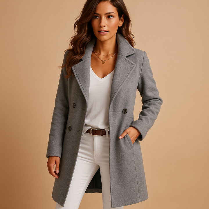 Elegant Long Wool-Blend Coat