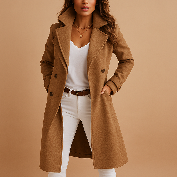 Elegant Long Wool-Blend Coat
