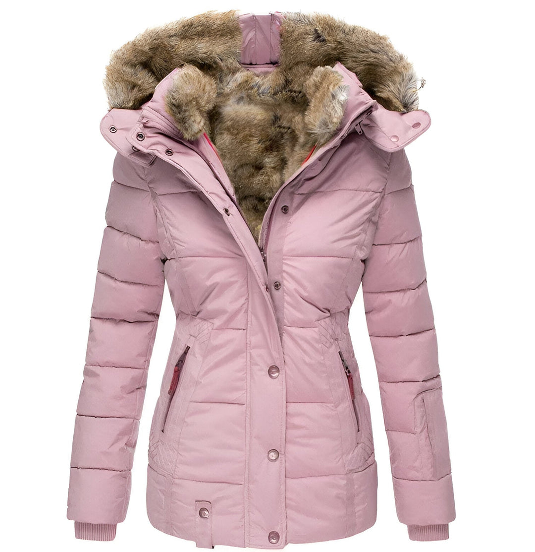 Puffer Jacket with Hood and Slim Fit Design